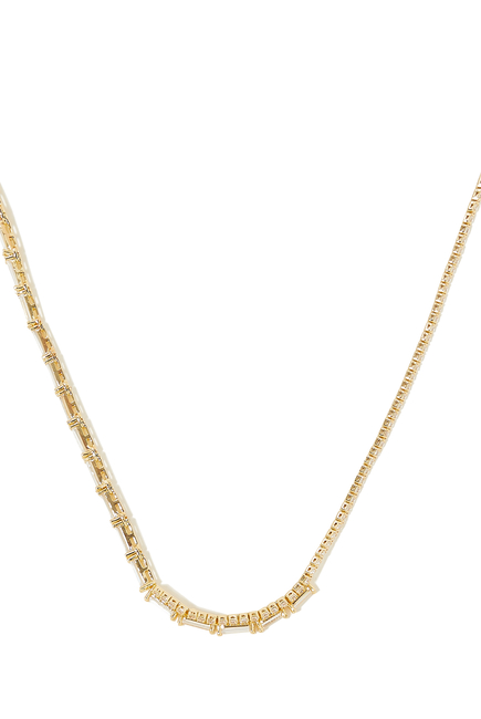 Round Cubic Zirconia CZ and Baguette Necklace